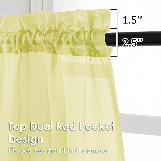 OVZME Sheer Curtains 63 inch Length 2 Panels Set - Image 3