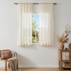 WAZZIO Boho Lace Curtains 2 Panels 54 Inches -Cute Vintage Victorian Sheer - Image 3