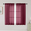 Burgundy Sheer Curtains for Bedroom Living Room 45 Inch Length 2 Panels by WelvetBLK