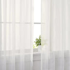 Lecloud Ivory Sheer Curtains 63 Inch Long 2 Panels, Elegant Voile Drapes - Image 3