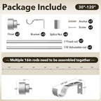IFELS Heavy Duty Curtain Rods for Windows 66 to 120 Inch, 1 Inch Silver Window - Image 7