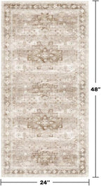 2x4 Boho Runner Rug, Neutral Farmhouse Entryway Rugs, Small Throw Runners - Image 2