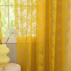 YJ YANJUN Vintage Lace Curtains Boho Sheer Kitchen Curtain Panels 45 inch Length by YJYANJUN