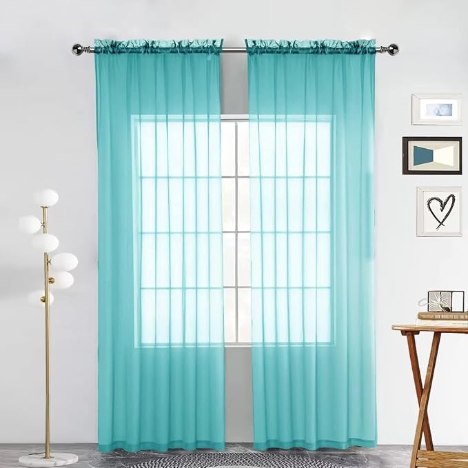 SpaceDresser Sheer Voile Window Treatment. Rod Pocket Curtain Panels by SpaceDresser