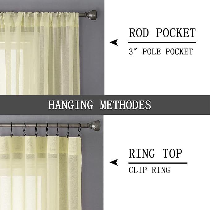 Tollpiz Sheer Tier Curtains Kitchen Linen Textured Half Curtain Sheers Light - Image 5