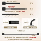 UIOSANRT Curtain Rods for Windows 66 to 120 Inch, 5/8" Diameter Black Ceiling - Image 5