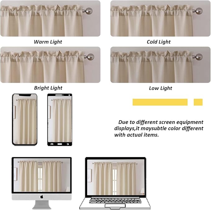 Chyhomenyc Valance for Windows, Light Filtering Faux Linen Solid Short Curtain - Image 7