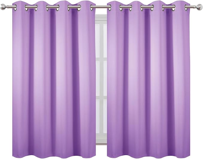 LEMOMO Blackout Curtains 66 x 54 Inch Long Lavender Curtains Set of 2 Panels - Image 2