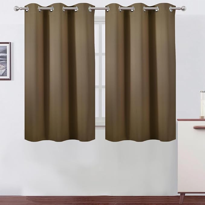 LEMOMO Brown Blackout Curtains/38 x 54 Inch/Set of Two Panels Grommet Living by Lemomo
