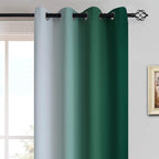 Yakamok Dark Green Ombre Curtains 63 Inches Long, Light Blocking Gradient Color - Image 3