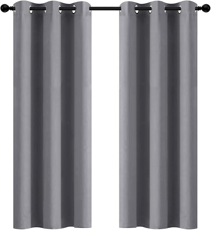 Yakamok Room Darkening Gray Blackout Curtains Thermal Insulated Grommet Curtain by Yakamok
