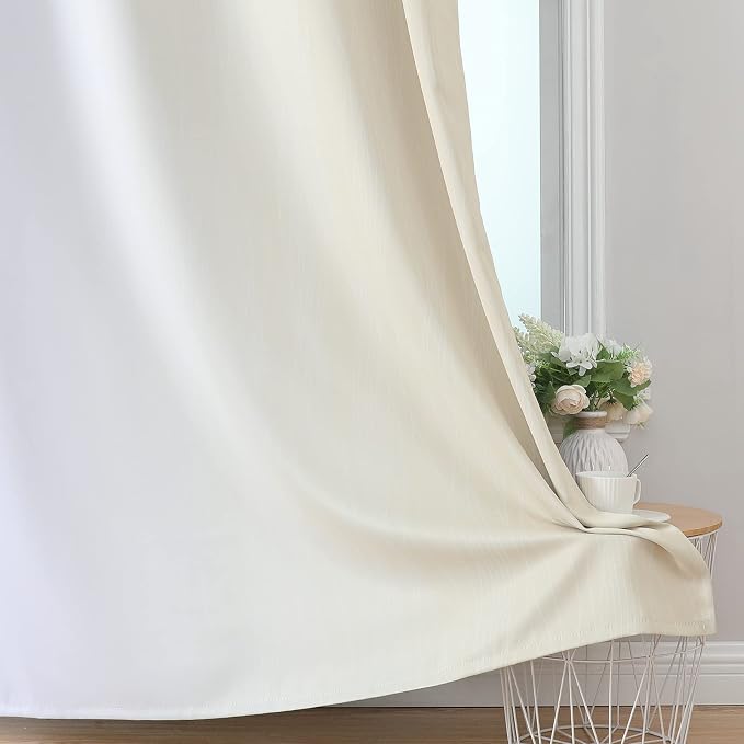 Estelar Textiler Beige and Greyish White Blackout Curtains - Image 6