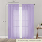 Lavender Sheer Curtains 84 Inches Long 2 Panels, Soft Airy Light Filtering - Image 2