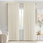 MIULEE Beige White Back Tab Blackout Curtains 72 Inches Long 2 Panels Set by MIULEE