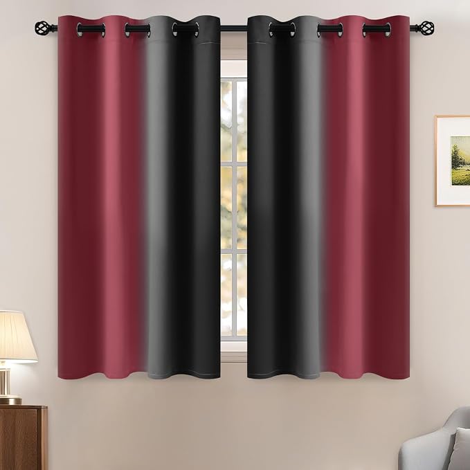 Yakamok Blackout Ombre Burgundy and Black Curtains by Yakamok