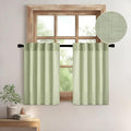 MIULEE Sage Green Kitchen Curtains 30 Inch Length 2 Panels, Soft Thick Linen by MIULEE