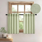 MIULEE Sage Green Kitchen Curtains 30 Inch Length 2 Panels, Soft Thick Linen by MIULEE