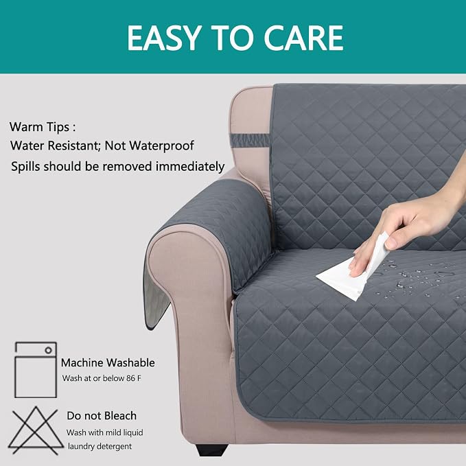 U-NICE HOME Reversible Oversized Chair Covers Quilted Water Repellent Pet - Image 4