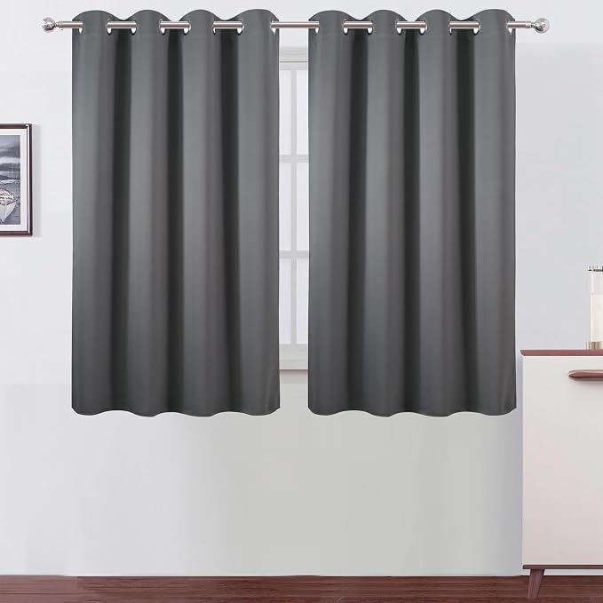 LEMOMO Blackout Curtains 66 x 54 Inch Long Frost Grey Curtains Set of 2 Panels by Lemomo