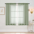 Sage Green Window Sheer Curtains 54 inch Length, Soft Airy Light Filtering by Home