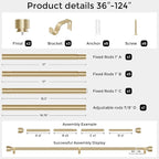 Modern Gold Curtain Rods for Windows 66 to 120 Inch, Decorative Drapery Rods - Image 5