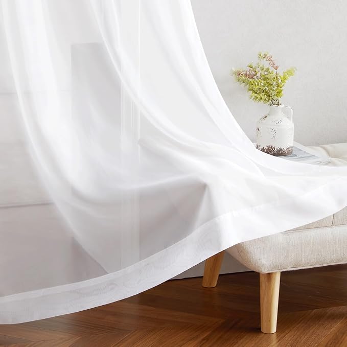 NICETOWN Voile White Sheer Curtains 84 inches Long - Image 7