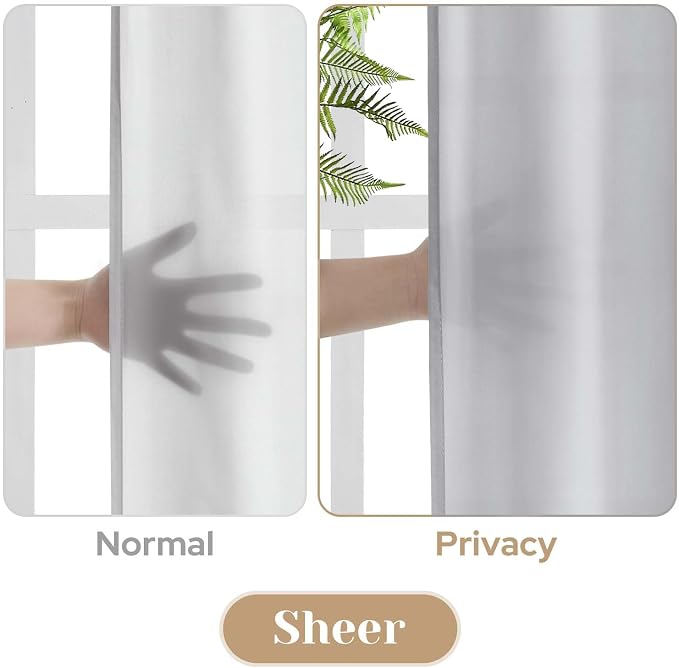 HOMEIDEAS Non-See-Through Light Grey Privacy Sheer Curtains, 52 X 72 Inches - Image 3