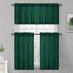 HOMEIDEAS Christmas Non-See-Through Hunter Green Privacy Sheer Curtains - Image 2