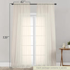 Extra Long Sheer Cream Curtains - Image 2