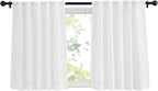 NICETOWN White Faux Linen Kitchen Curtains 36 inches Long, Rod Pockets & Back by NICETOWN