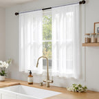 MIULEE White Sheer Curtains 63 Inches Long, 4 Panels Set, Light Filtering Rod - Image 2