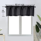 OWENIE Bob Valance Curtains 18 Inch Length 1 Piece, Faux Linen Slub Solid Black - Image 6