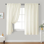 HOMEIDEAS Non-See-Through Cream Yellow Privacy Sheer Curtains 52 X 63 Inches - Image 2