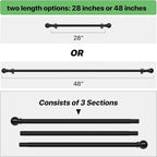 Curtain Rods for Windows 28 to 48 inch, 5/8 inch Black Curtain Rod Set - Image 4