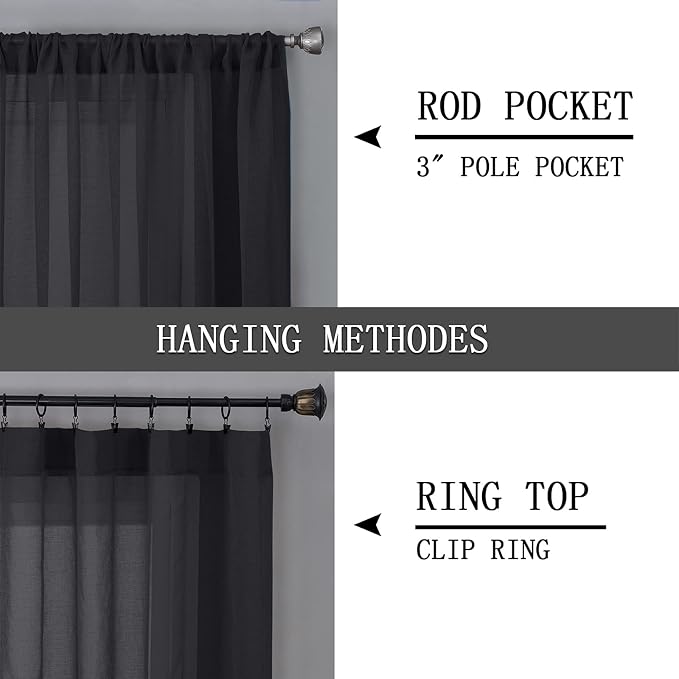 Tollpiz Sheer Curtain Linen Textured Living Room Curtains Sheer Light Filtering - Image 5
