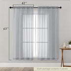 Sheer Light Grey Curtains for Bedroom Living Room 63 Inch Length 2 Panels - Image 2