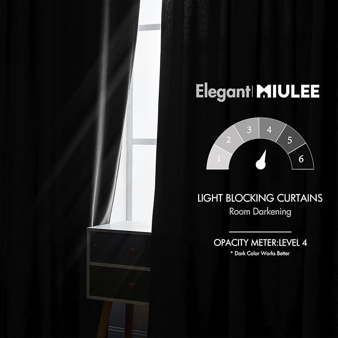 MIULEE Black Velvet Curtains 84 inches 2 Panels - Image 5