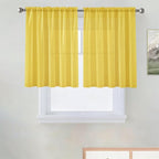 SpaceDresser Basic Rod Pocket Sheer Voile Window Curtain Panels Yellow 1 Pair 2 by SpaceDresser