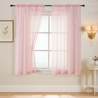 Blush Sheer Curtains 63 Inch Length 2 Panels, Voile Sheer Curtain by Home