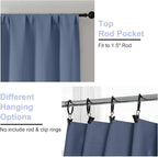 Simplebrand Ava Denim Blue Short 36 Inches Blackout Curtain 2 Panels Set - Image 3