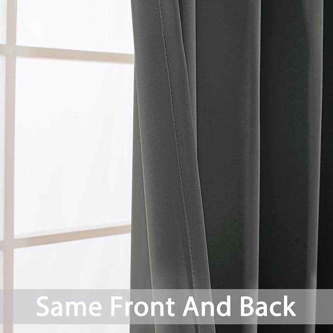 Yakamok Dark Grey Blackout Curtains, Grommet Thermal Insulated Room Darkening - Image 6