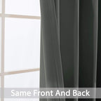 Yakamok Dark Grey Blackout Curtains, Grommet Thermal Insulated Room Darkening - Image 6