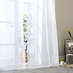 White Sheer Curtains 63 Inch Length 2 Panels Set - Image 8