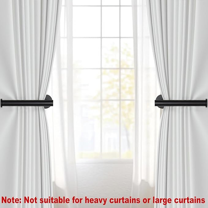 Hoousuper 2pcs Black Stainless Steel Curtain Holdbacks, Wall Mounted Curtain - Image 3