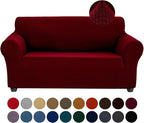 Joccun Red Dahlia Polyester Spandex Waterproof Solid Stretch Sofa Cover by Joccun