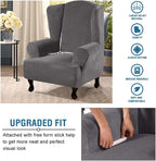 H.VERSAILTEX Wingback Chair Covers Velvet Plush Wing Chair Slipcover 1 Piece - Image 4