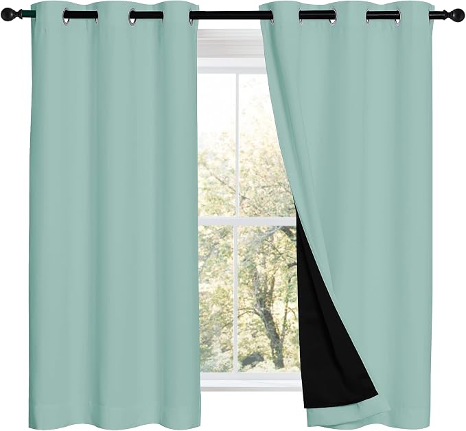 NICETOWN 100% Blackout Curtains 54 inches Long, Double-Deck Completely Blackout - Image 2