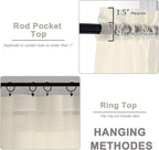 OWENIE Sheer Cream Curtains, Sheer Curtains 63 inch Length 2 Panels Set - Image 4