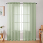 Light Green Sheer Curtain for Bedroom Living Room 72 Inches Long 2 Panels Set by WelvetBLK