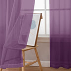 Aiyufeng Plum Purple Sheer Curtains 72 Inches Long 2 Panels Set, Solid Voile - Image 6
